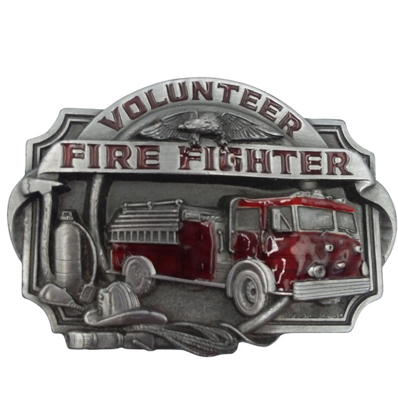 Vintage Siskiyou Buckle Co Volunteer Firefighter‎ Belt Buckle USA Pewter - Picture 1 of 7